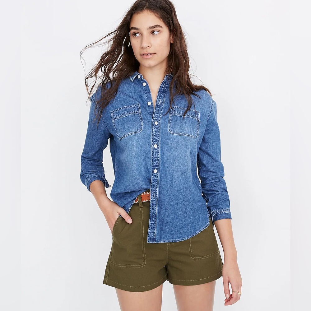 Madewell Denim Oversized Ex-Boyfriend Shirt in Hutcherson Wash - size XXS
